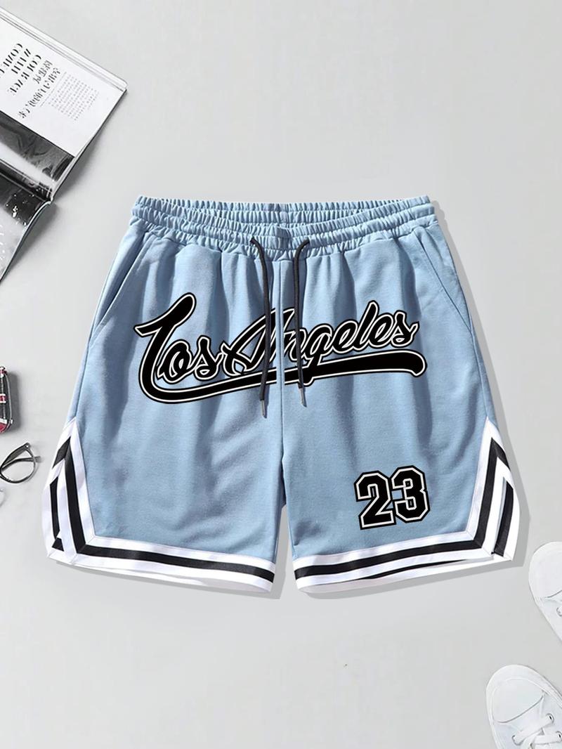 Men's Regular Fit Cartoon Print Basketball Jersey Shorts, Casual Comfy Breathable Shorts for Summer, Men's Bottoms for Daily Wear