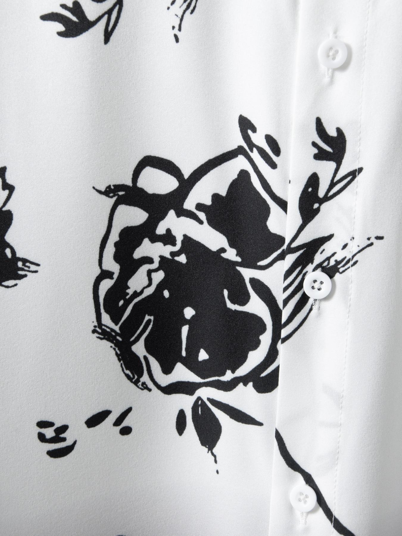 Men's Summer Clothes, Ombre Floral Print Button Front Shirt, Regular Fit Casual Soft Comfy Short Sleeve Mock Neck Top for Summer, Men's Clothes for Daily Wear