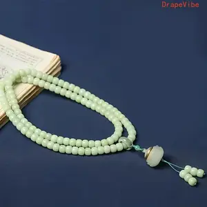 108Pcs Bodhi Seed Multi Layer Bracelet, Lotus Style Prayer Beads, Traditional Chinese Hand Ornament For Daily Wear
