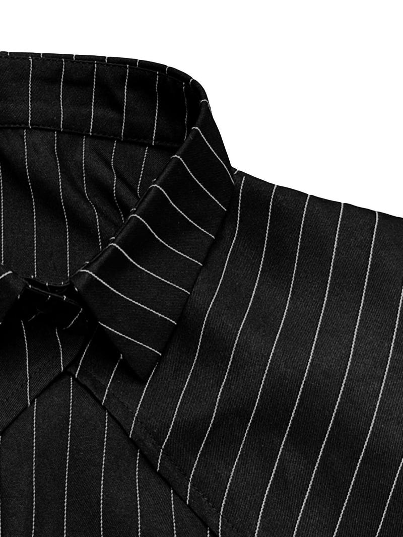 Women's Striped Print Cut Out Shirt, Button Up Shirt, Casual Blouse Shirts, Casual Long Sleeve Collared Top for Spring & Fall, Ladies Clothes for Daily Wear