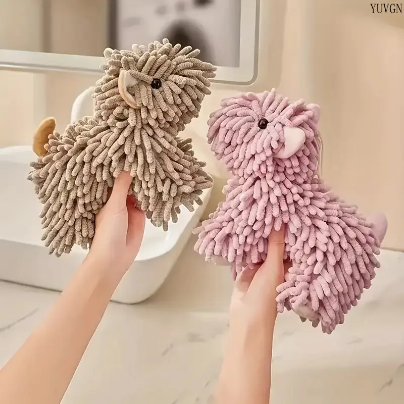 Dog-Shaped Hand Towel, Thick Absorbent Chenille Hanging Cloth, Quick-Dry & Decorative for Kitchen and Bathroom, Animal Theme, Unisex