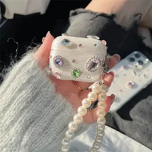 Case For Airpods Pro3 2025 For Airpods 1 2 3 4 Pro 2 Luxury 3D Colored Diamond Epoxy Earphone Case With Pendant Protective Shell
