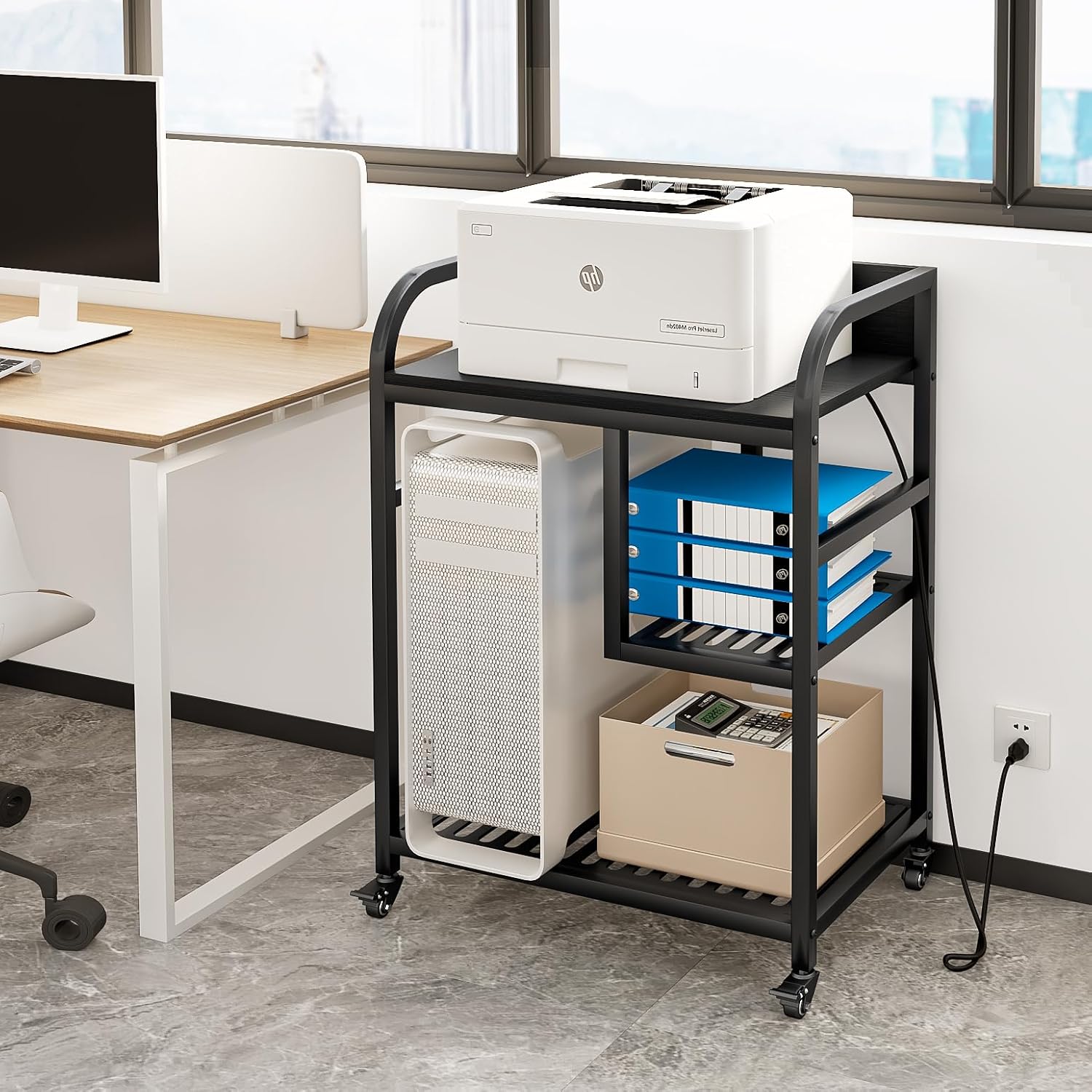 Printer Stand with Cable Management and Storage Drawer, Printer Table with Locking Wheels, Printer Cart for Under Desk, Home, Office, for Desktop CPU Shredder Deals For You Days Printer Stand with Cable Management and Storage Drawer, Printer Table with Locking Wheels, Printer Cart for Under Desk, Home, Office, for Desktop CPU Shredder Deals For You Days