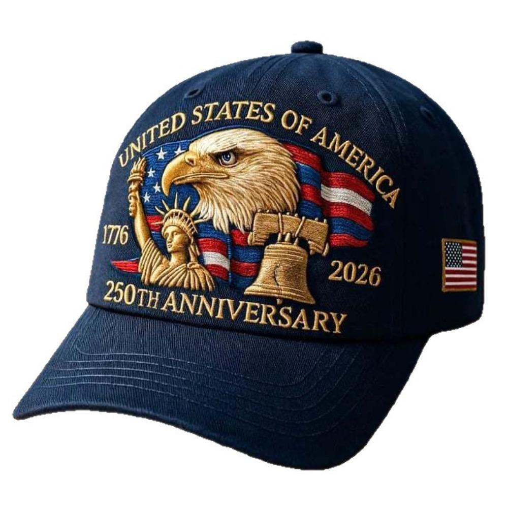 Anniversary Eagle Print Hat Unisex Adjustable Washed Cotton Peak Hat Trucker Hats Outdoor Visor Baseball Cap