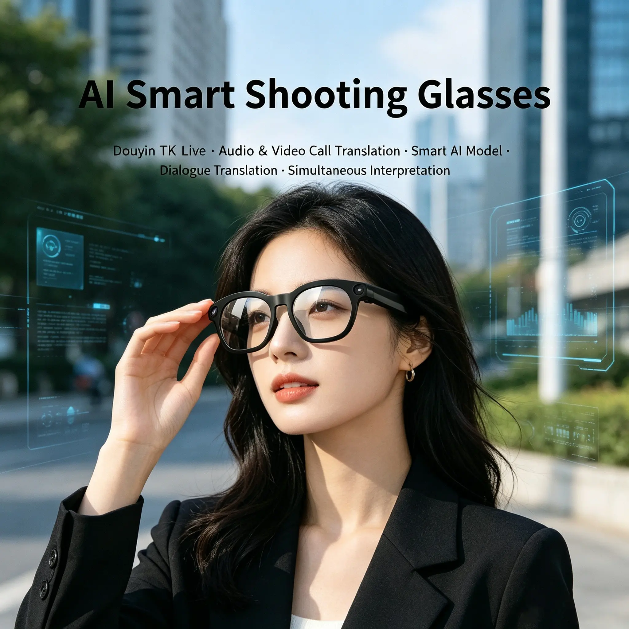 Smart Ai Glasses 8mp Camera, 1080P HD Photos Videos, Voice Translation, Waterproof Bluetooth-compatible, Blue Light Blocking, Unisex Sunglasses