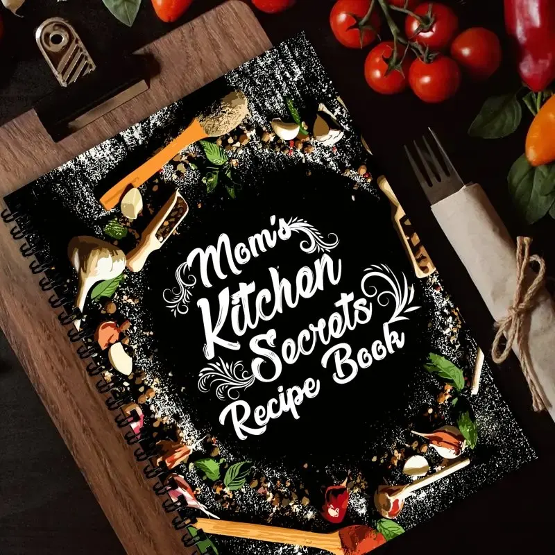 1PC A5 Personalized Spiral Bound Recipe Diary, Mom's Kitchen Secrets Recipe Book，Blank Custom Recipe Notebook For Recording Personal Recipes & Daily Meal Planning, Kitchen Stationery Gift For Food Lovers, Chefs And Home Cooks