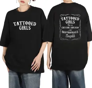 Bold Graphic Tee With Tattooed Sarcasm And Inappropriate Thoughts In Soft Short Sleeve Round Neck Design For Women