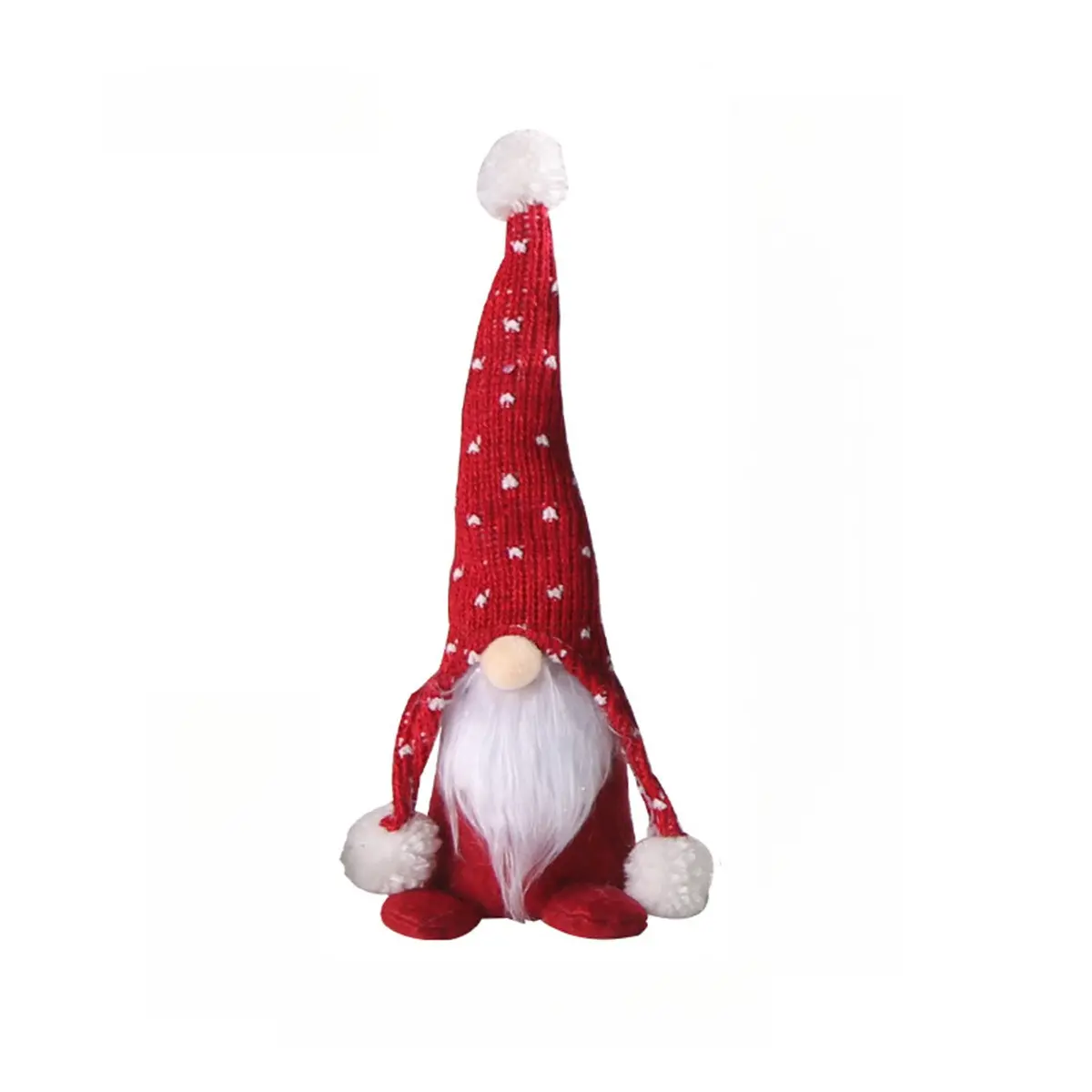Plush Christmas Gnome Doll with Knitted Hat, No-Face Fabric Gnome Ornament, Xmas Table Shelf Mantel Decor, Holiday Party Decoration