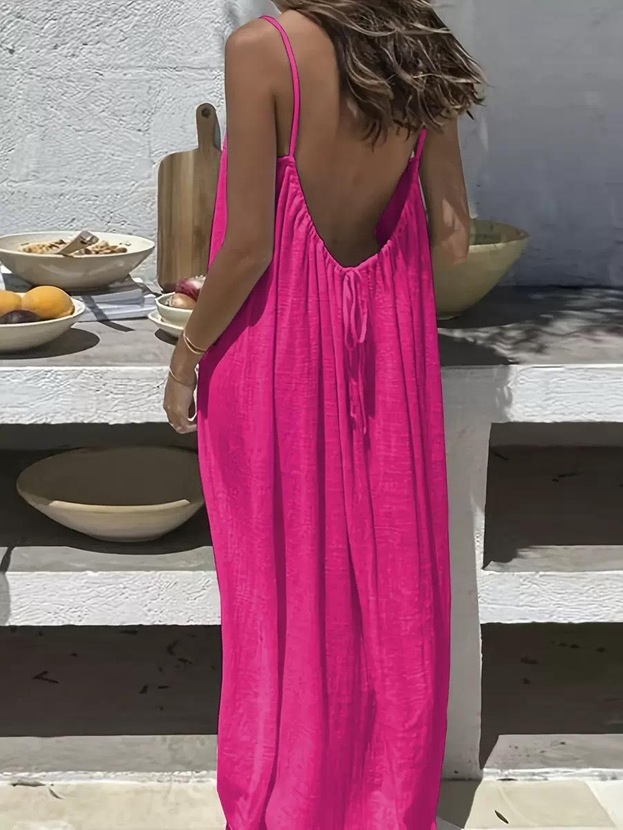 2026 Silk Crepe Wrapback Halter Long Dress Sexy Casual Dress