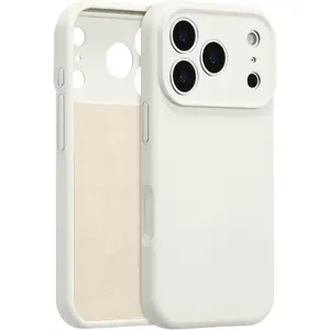 for iPhone 17 Pro Case Silicone,with [Full Camera Protection][Soft Anti-Scratch Microfiber Lining],Liquid Silicone Ultra Slim Shockproof Phone Case for Men Women Girls-White