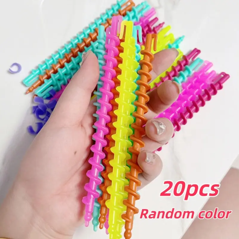 20pcs Spiral Curling Irons, Curling Rods, Heat-Resistant Plastic, Salon & Home Use, Wave Styling Tool, Smooth Finish, Portable, DIY Hair Care Essential