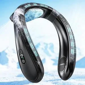 Bladeless Neck Air Conditioner & Wearable Cooling Fan, a 6000mAh Rechargeable Personal Fan with 360° Airflow, 6-Speed Ergonomic Silicone Design for Outdoor Sports and Travel, Wearable Cooling Fans