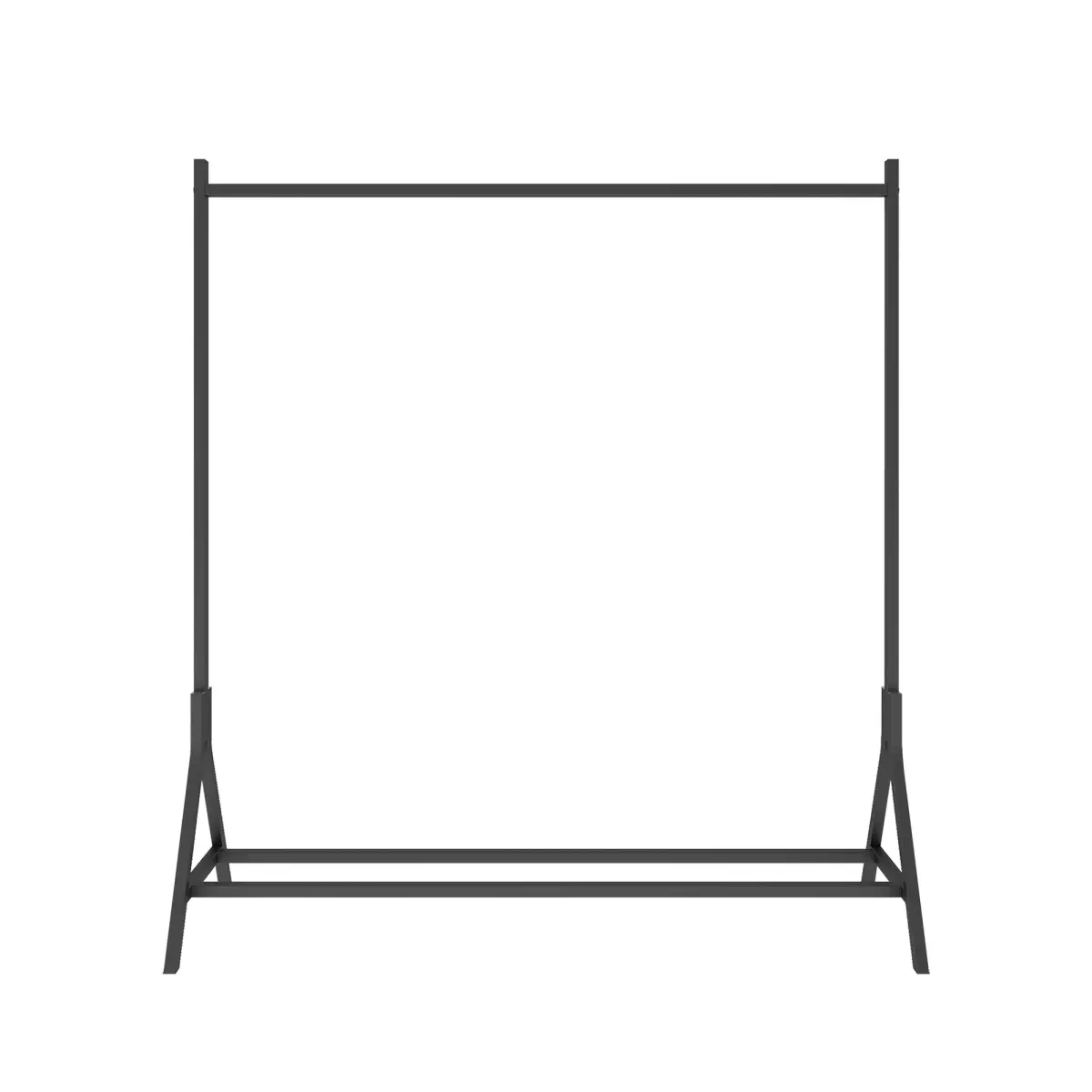 Industrial Matte Black Metal Freestanding Garment Rack - Adjustable Single-Pole Hanger for Bedroom, Balcony Laundry Use, Effortlessly Assemble Multi-functional Home Drying Rack