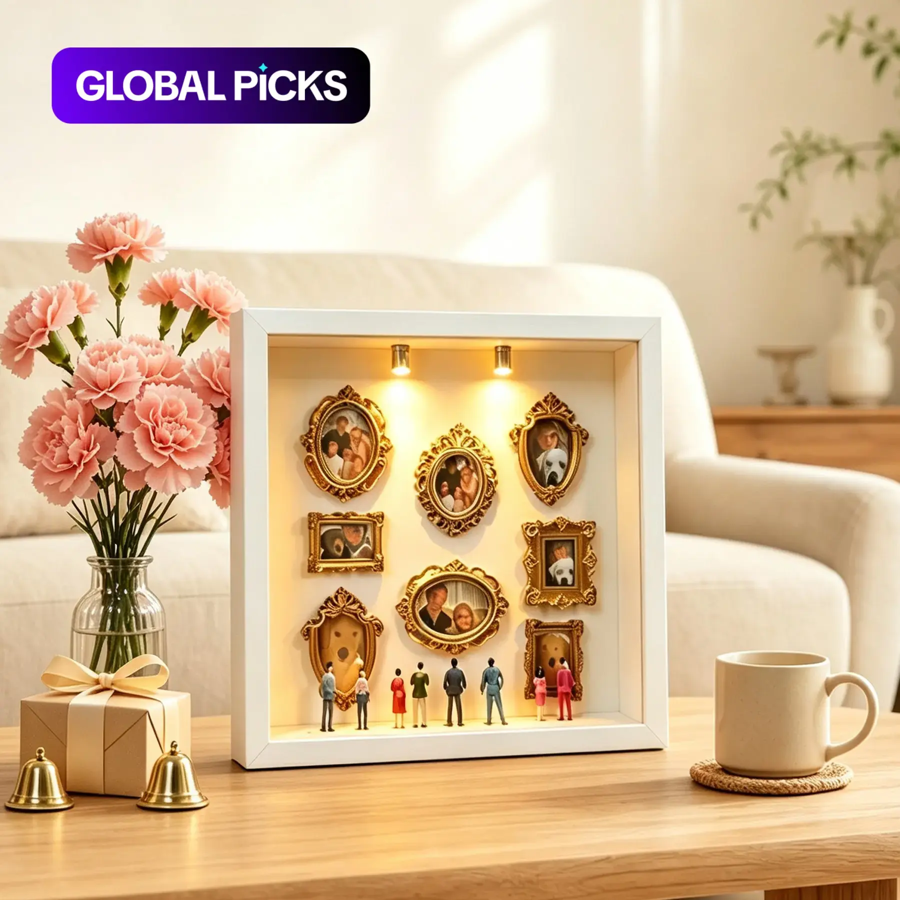 DIY Christmas Pull-Through Museum Silhouette Box Kit, Custom Photo Display, Mini Statues, Unique Memorial Decor, Winter New Year Gift, Framed Home Decoration