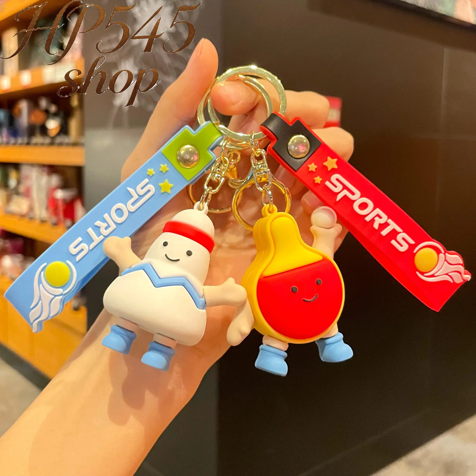 6 Sports Style Cartoon Keychain Charms, Cute Mini Sports Ball Pendants For Badminton, Basketball, Football, Ping Pong, Tennis & Volleyball, Solid Sturdy Connector Won’t Break Off Easily, Compact Size Not Bulky To Dig Out Keys, Sport Fan Daily Accessory, P