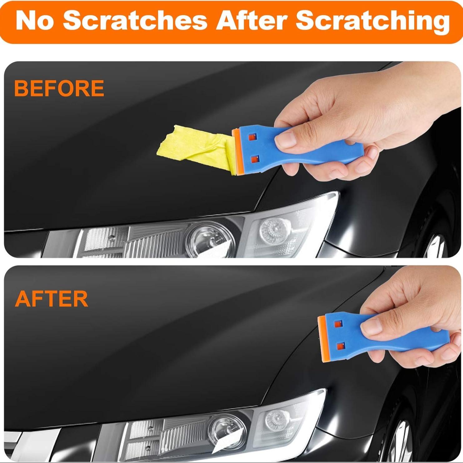 Plastic Blade Scraper Tool with Replacement Blades, Durable Cleaning Scraper for Stickers, Decals, Adhesive & Paint Removal, for Car Glass & Windows, Tough Scraper Tool Accessories #   TOP PICKS