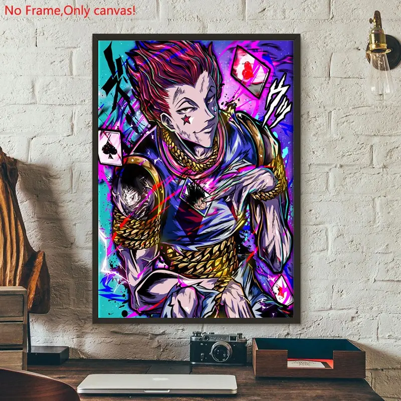 1 piece/set frameless canvas painting print poster,Classic passionate anime art，Hisoka，a perfect gift for anime lovers，ideal gift for bedroom, living room, dorm hallway, kitchen, mural, wall decoration, room decor