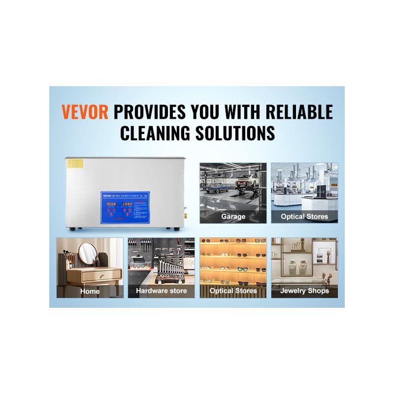 VEVOR Professional Ultrasonic Cleaner, 30 L Ultrasonic Jewelry Cleaner with Digital Timer Heater, Stainless Steel Industrial Sonic Cleaner 40kHz for Glasses, Watches, Rings, Small Parts