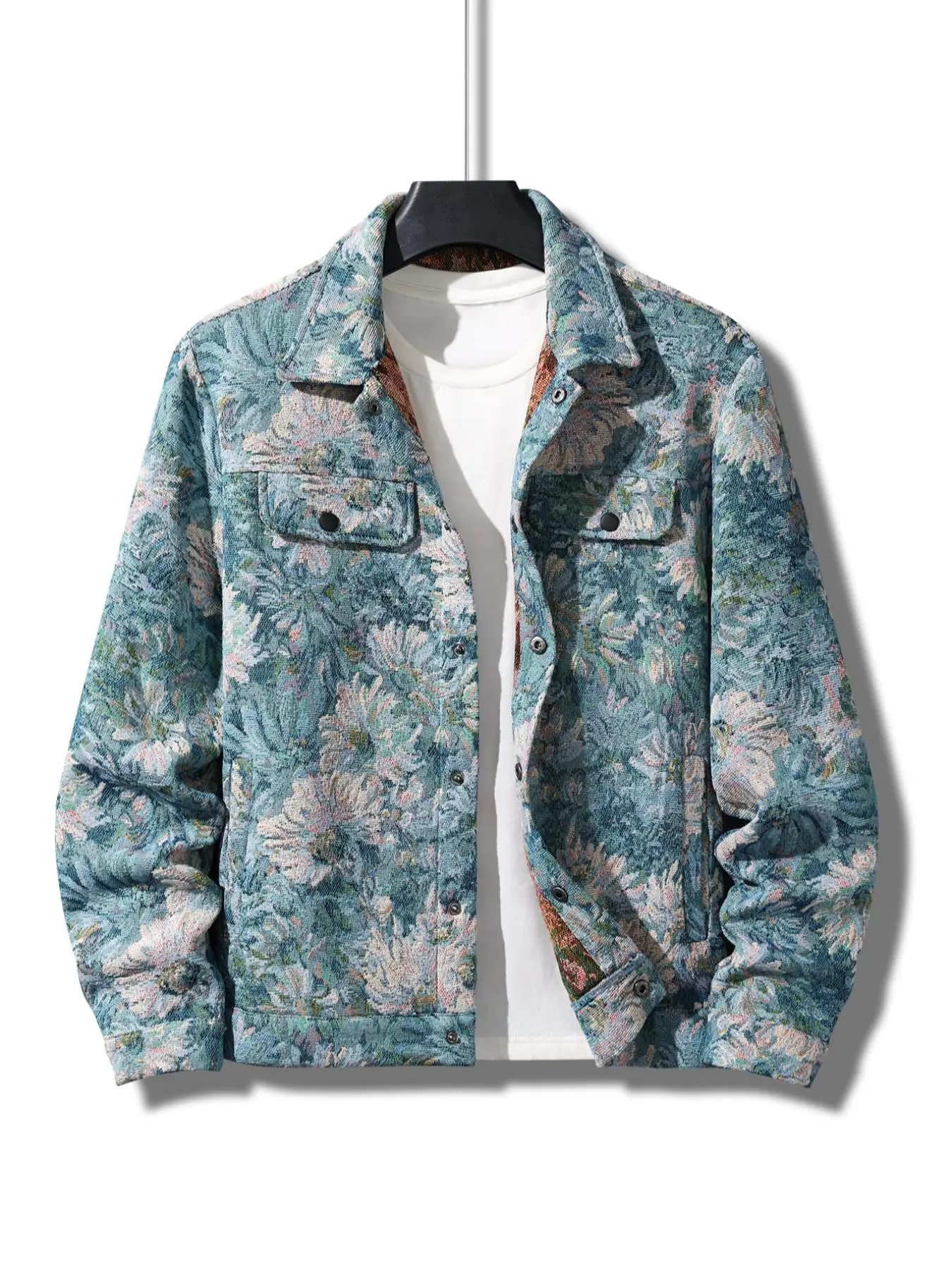Men's Jacket Shirt Coat, Fall Winter Fashion Embroidered Casual Top, Collar Design, Perfect for Autumn and Winter
