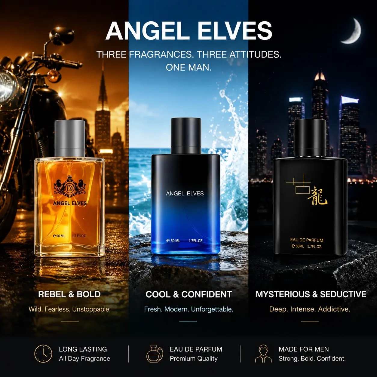 Men's Ocean Woody Scent Perfume, Romantic Gift, Portable, Long-Lasting Fresh Natural Fragrance, Ideal for Daily Use and Social Events