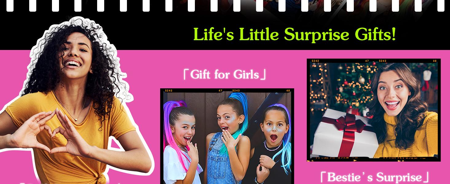 SOFEIYAN 10 Pcs Colored Hair Extensions Party Highlights Colorful Clip in Hair Extensions 22 Inch Straight Synthetic Hairpieces for Women Kids Girls Halloween Christmas Cosplay