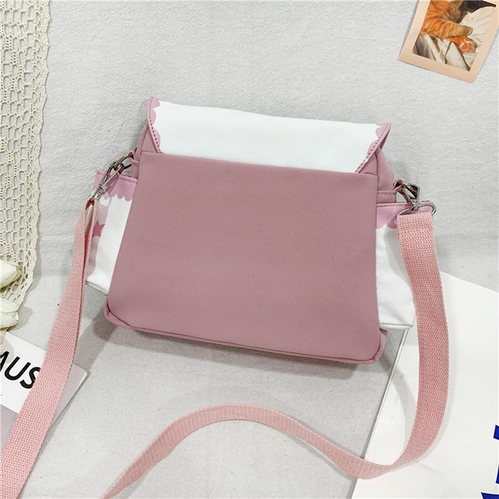 Y2K Cute Girl Lolita Bow Rabbit Shoulder Bag Women Star Moon Canvas Crossbody Bags Korean Kawaii Satchel Bag Sweet Messenger Bag