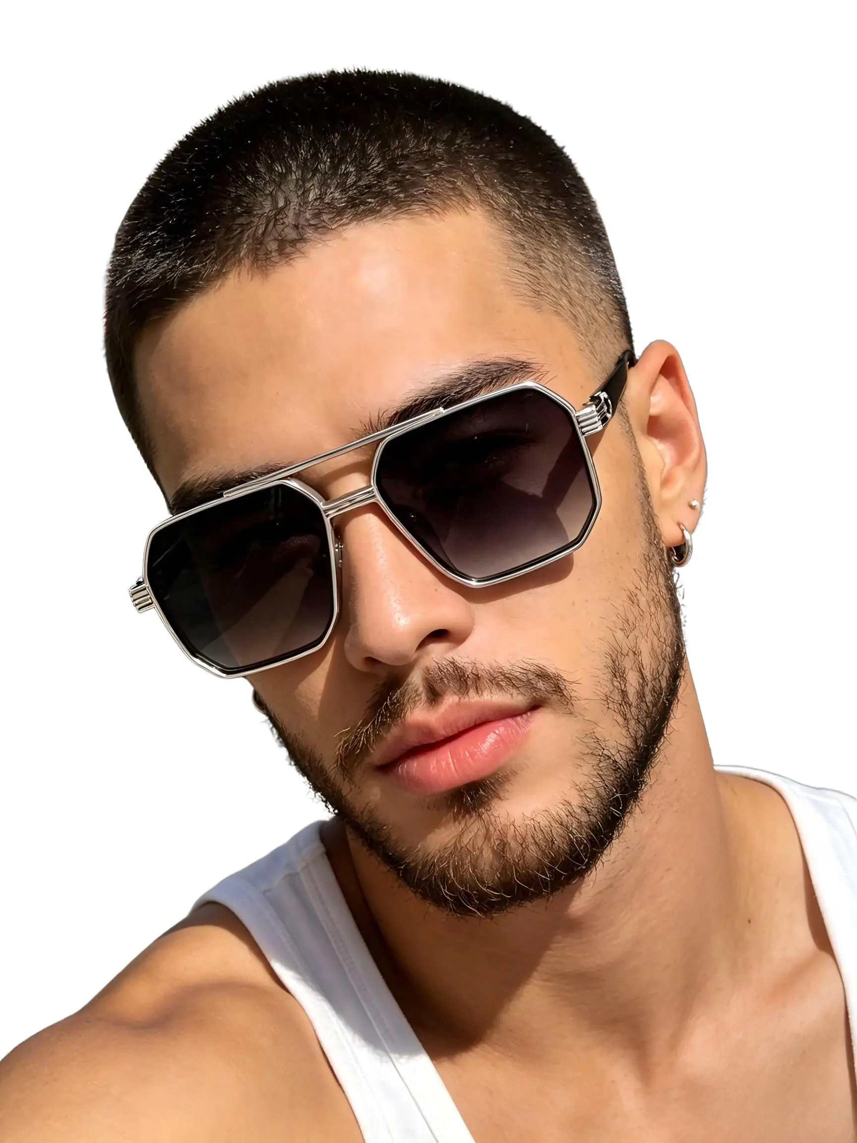 Luxe Fashionable Vintage Metal Multifaceted Men's Glasses, Classic Retro Style Eyewear, Trendy Unisex Spectacles, Stylish Optical Frames