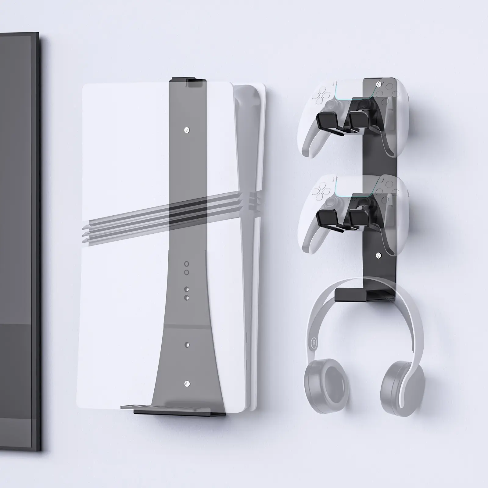 【Black Friday】Wall-Mount Stand for PS5 All Models, Durable Space-Saving Storage Rack with Heat Dissipation and Anti-Scratch Design, Easy Installation PlayStation Console Accessory