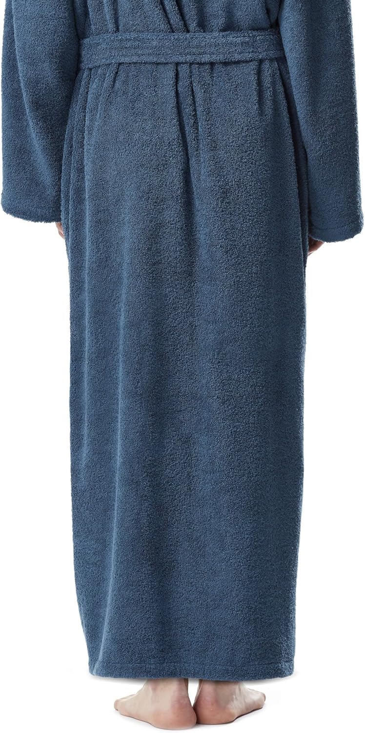 Men's Hooded Classic Bathrobe Turkish Cotton Robe with Full Length Options
