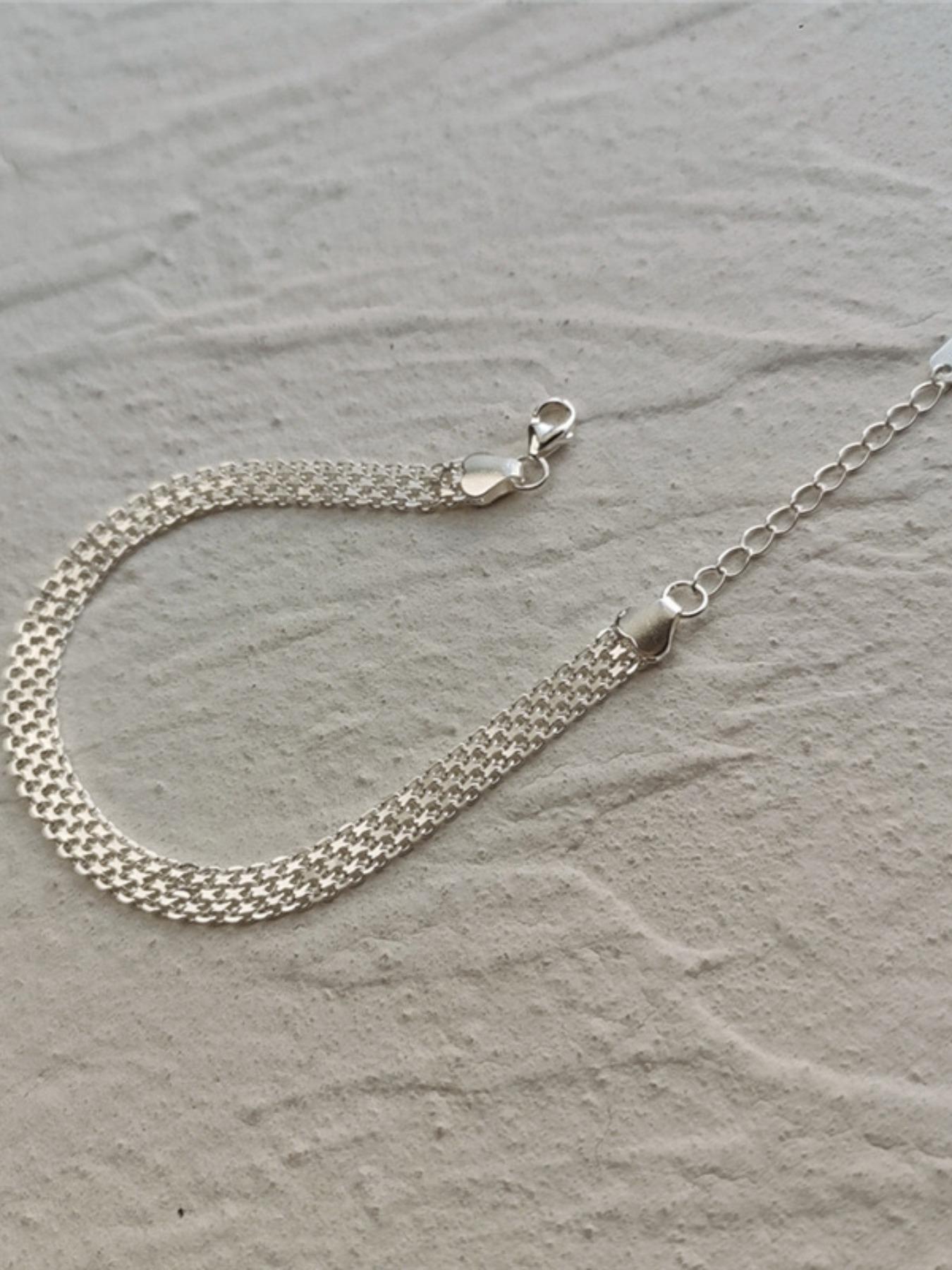 S925 Sterling Silver Mesh Braided Bracelet, Fashionable Jewelry for Women & Men, Trendy All-match & Exquisite Jewelry for Birthday Gift