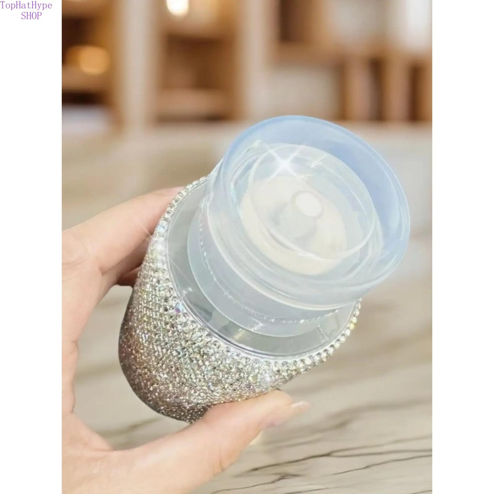 Bling Rhinestone Pump Dispenser Bottle for Nail Art, Full Rhinestone Refillable Empty Container for Makeup Remover, Toner, Liquid Cosmetics & Alcohol, Portable Leak-Proof Design Luxury Beauty Tool for Travel Salon Daily Use