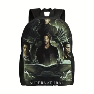 < Supernatural >   TV Series Backpack - Season 12 character and wing pattern print, lightweight, durable, suitable for daily use, a must-have for pop culture enthusiasts