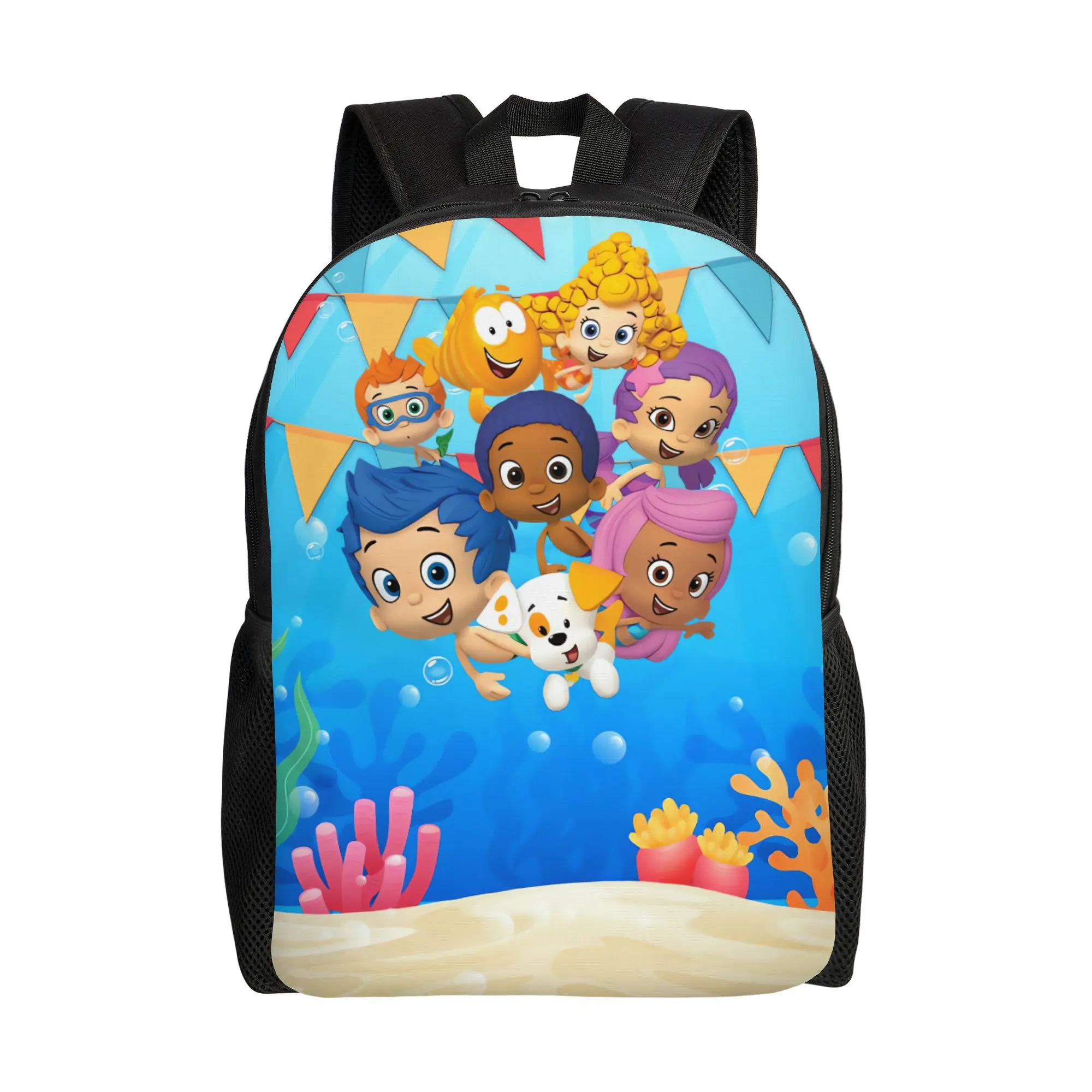 Bubble Guppies Cartoon Character Art Backpack - Water Resistant Bookbag for Back to School Haul, Concert Use (Suitable for Students), Street Chic
