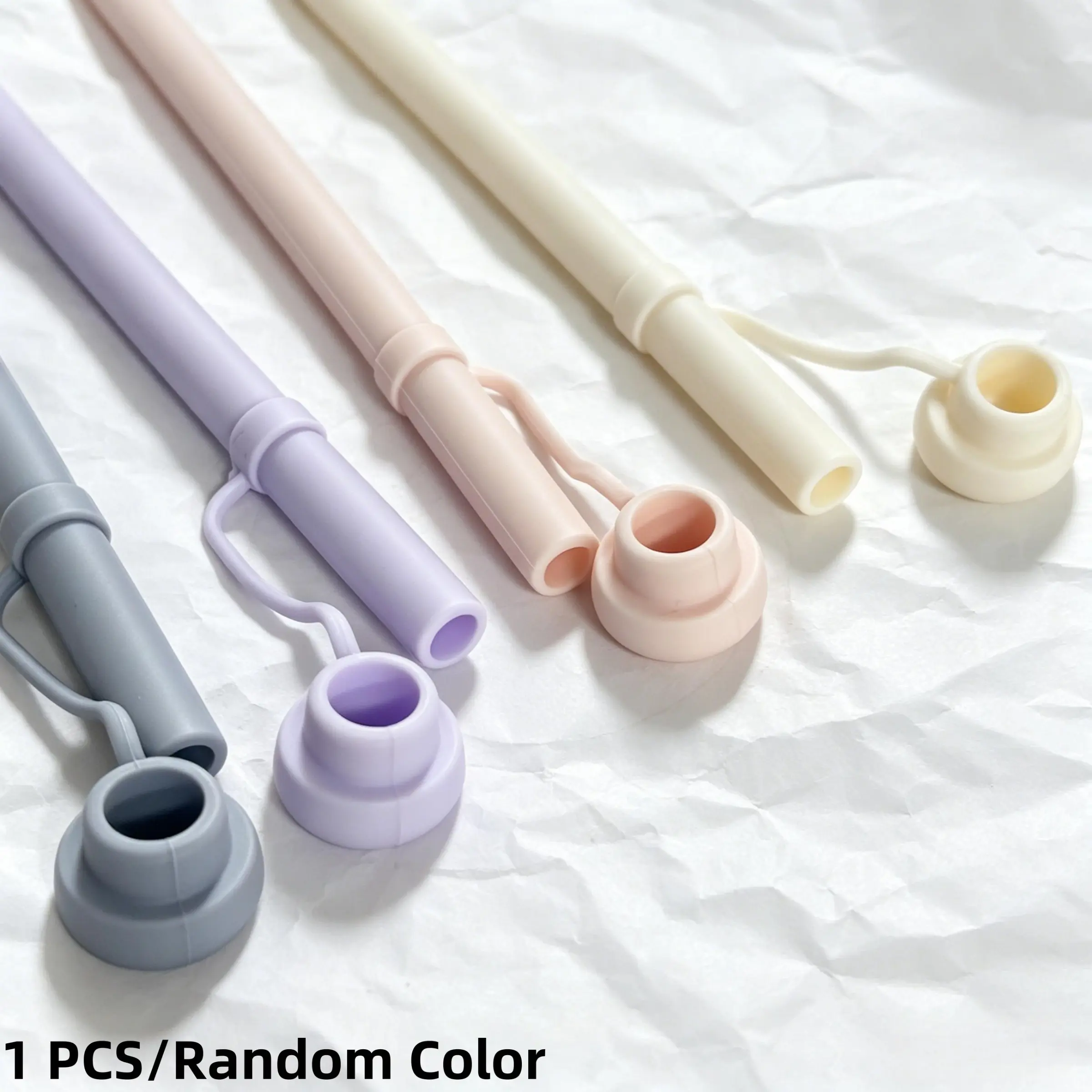 Reusable Silicone Straws with Dust Cover, 1Pcs Random Colors, Replacement Straw Fit for Stanley 40oz Tumbler, Eco-Friendly, Dishwasher Safe, Suitable for Camping, Picnic & Daily Use