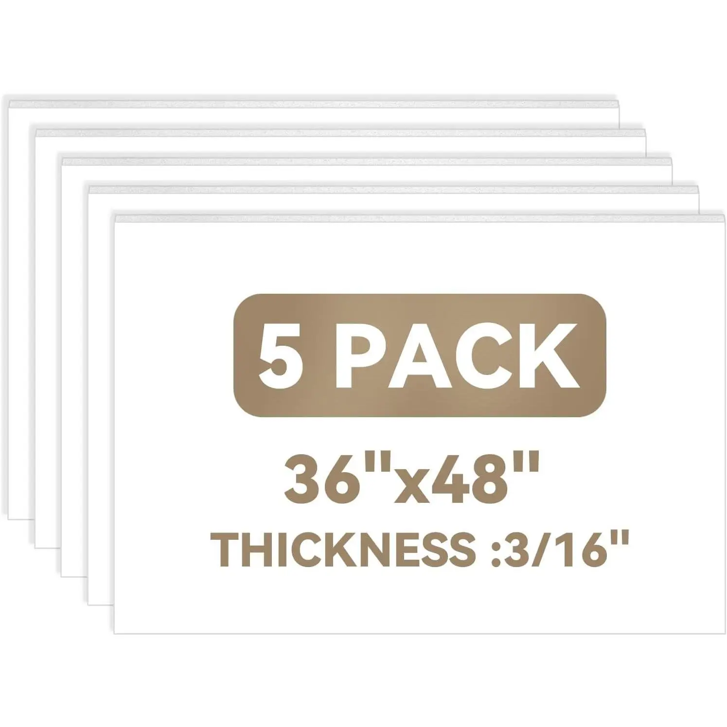 White Foam Board Sheets 36x48 Inches (3/16" Thickness), 5-Pack Poster Board, Foam Core Boards for Arts & Crafts, School Projects, Displays, and Presentations, Lightweight and Rigid