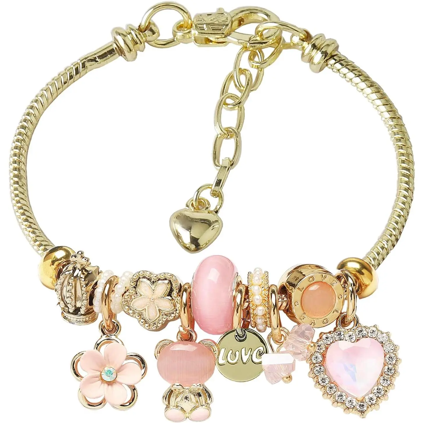 Charm Bracelets for teen girls exquisite cute cartoon frienhip bracelet  Stainless Steel Bangle birthday  box Adjustable little girls ki  holiday gifts