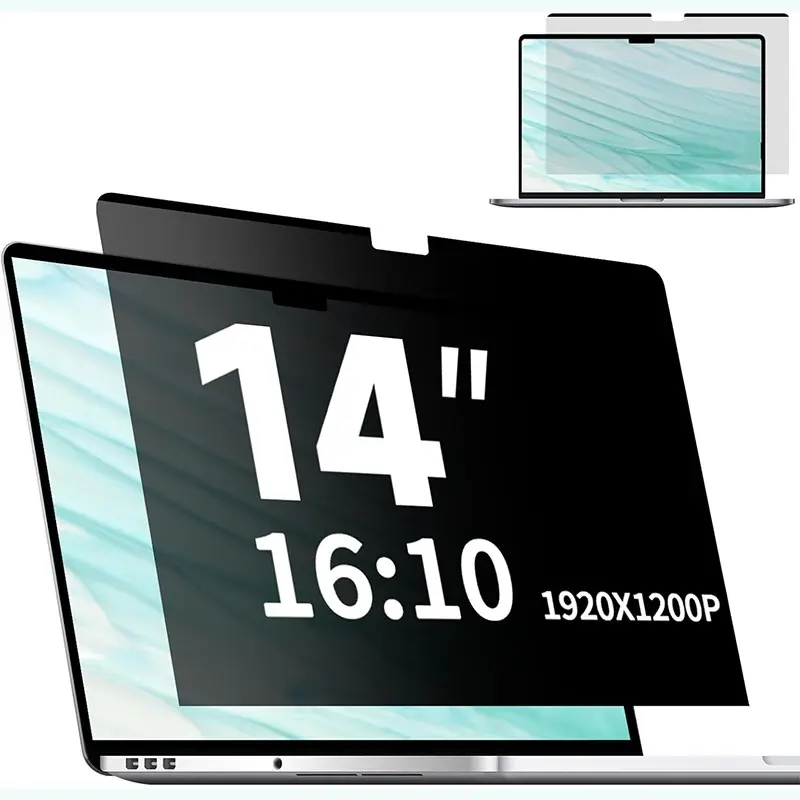 Magnetic Laptop Privacy Screen 14 Inch 16:10, Removable Matte Anti Glare Blue Light Filter