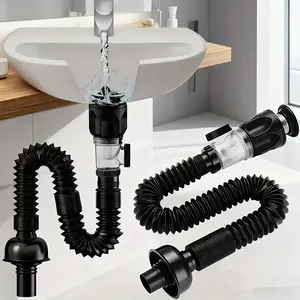 1pc - Bathroom Sink Drain Pipe and Filter - Flexible Space-saving Design, Tool-free Installation, Odor-free, with Hair and Debris Filter, Suitable for Home Kitchen and Bathroom Decorative Accessories, Suitable for RV Use