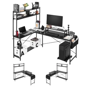 VEVOR L-Shaped Computer Desk, 67-inch Reversible Corner Gaming Desk with Monitor Stand Movable CPU Stand, Modern Stylish PC Table Sturdy Work Workstation for Home Office - Easy to Assembly