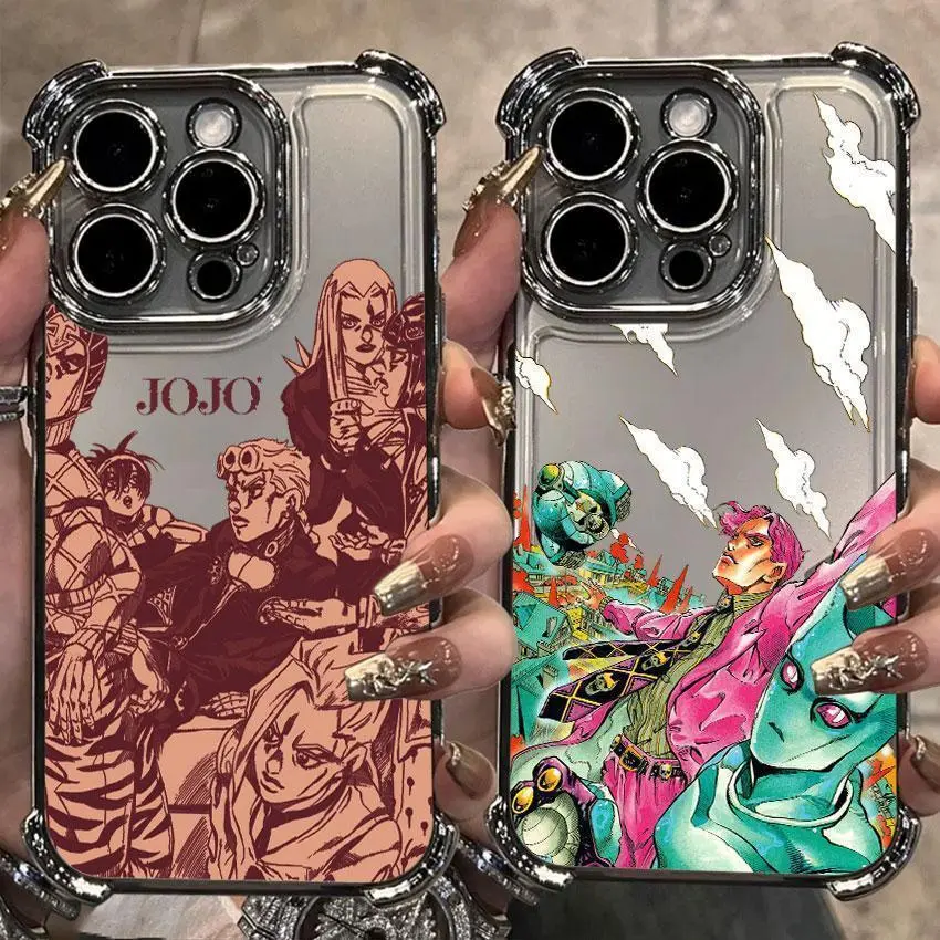 Anime JOJO Cool Shells Artistic JoJo's Bizarre Adventure Sketch Phone Cases For iPhone 17 Promax Pro Air 16 15 14 13 12 11 Plus Black TPU Black soft Transparent TPU Anti-fall Shockproof protection Protective Cover