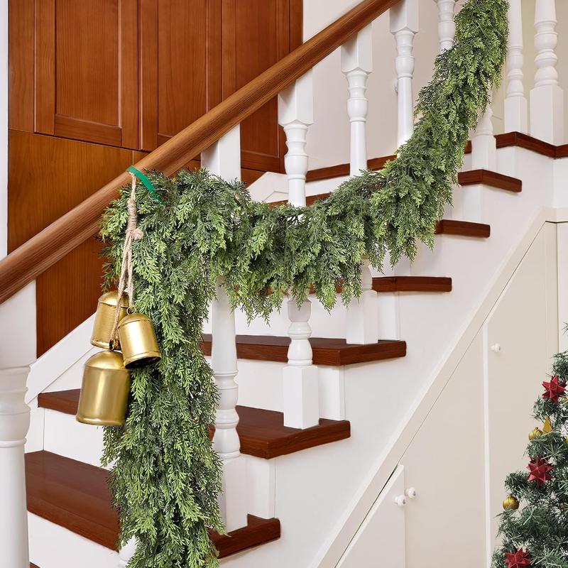 9-Foot Artificial Christmas Cedar Garland, Soft & Thick Faux Pine Foliage, Green Faux Cedar Garland, Festive Holiday Decoration for Fireplace Adornment, Parties and Home Decor, Indoor and Outdoor