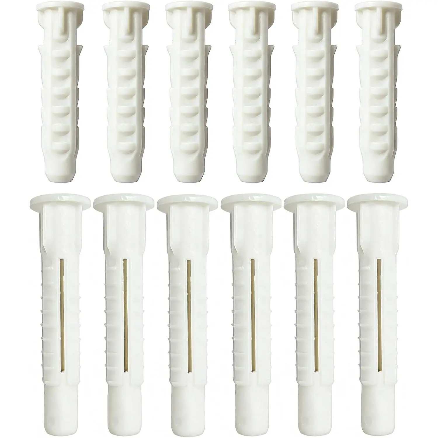 12 count Concrete Wall Anchors for TV Mount, 10x50mm & 10x60mm Anchor  | Heavy Duty Plastic Sleeves Fit M7/M8 Lag  for TV Wall Mount/Shelving Installation  Cement/Brick Wall,  PP