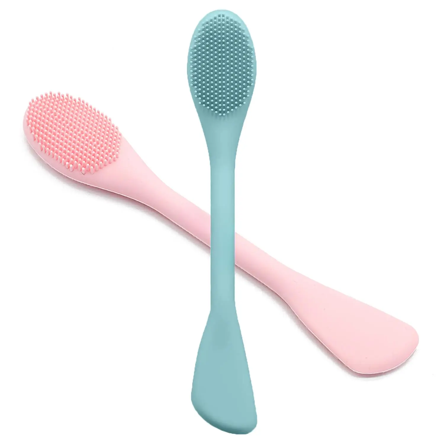 2-in-1 Silicone Facial Cleansing Brush & Mask Applicator - Double-Ended Face Care Scrubber for Exfoliating, Massaging, Manual Daily Skincare Tool, 2-Tone, Ideal Gift