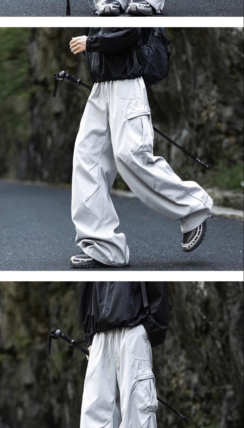Men's Techwear Quick-Dry Outdoor Cargo Pants - Loose Fit Hiking Pants with Pleated Design, Streetwear Trend