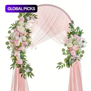 2pcs/set large pink floral wedding arch flowers, Wedding Arched Backdrop, multifunctional home decoration, suitable for reception and ceremony background layout, suitable for weddings, birthdays, table decoration, Photoshoot Backdrops #GLOBAL PICKS
