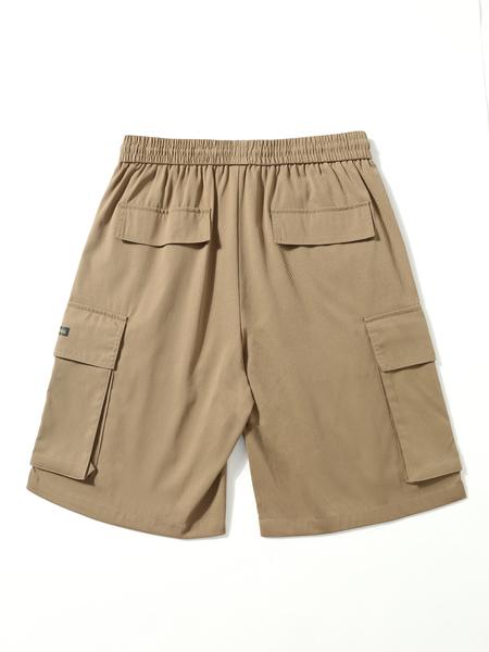 Men's Loose Solid Flap Pocket Drawstring Waist Cargo Shorts, Street Fashion Casual Bottoms for Daily Outdoor Wear, Men's Clothes for Summer