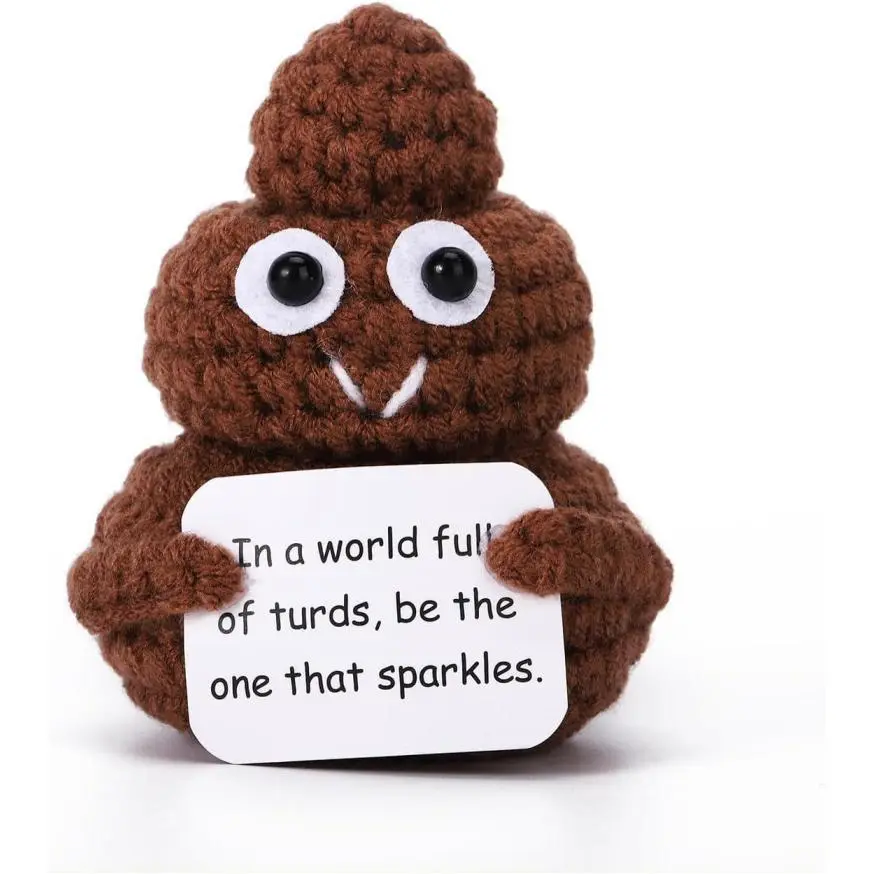 dorable Handmade Knitted Poop Doll Emotional Support Plush Soft Squeezable Stress Relief Toy Ideal Christmas Presents Holiday Gifts Birthday Gifts For Women Men Him Teacher Appreciation Small Cute Gift Bag Pendant Desk Decor Travel Companion Party Favor