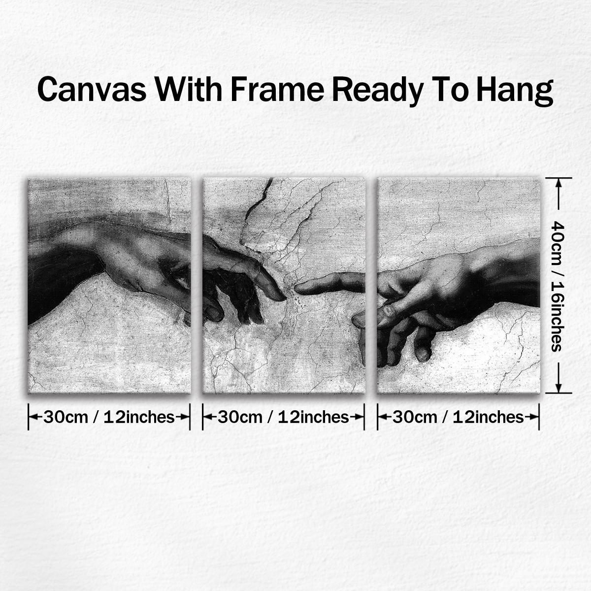 Wooden Framed Canvas Painting, 3 Counts/set Hand Pattern Wall Art, Modern Art Wall Decoration, Home Decoration Canvas Prints Poster, Solid Wooden Frame, Artistic, Universal Aesthetic