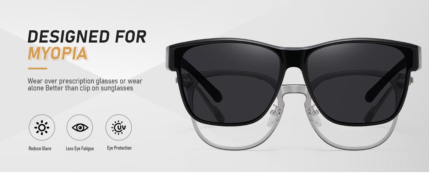 Polarized Sunglasses Fit Over Glasses for Men Women, Oversized Square Sun Glasses UV400 Protection Shades,Face Shadow Polarized Sunglasses Fit Over Glasses, Sunglasses for Women to Go Over Glasses UV Protection Lightweight