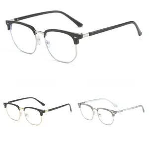 Unisex Square Frame Eyewear - Minimalist Lightweight Modern Metal-Frame Blue Light Glasses for Work, Casual Wear